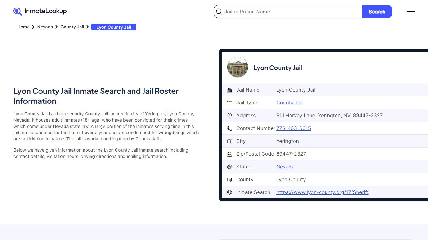 Lyon County Jail Inmate Search and Jail Roster Information